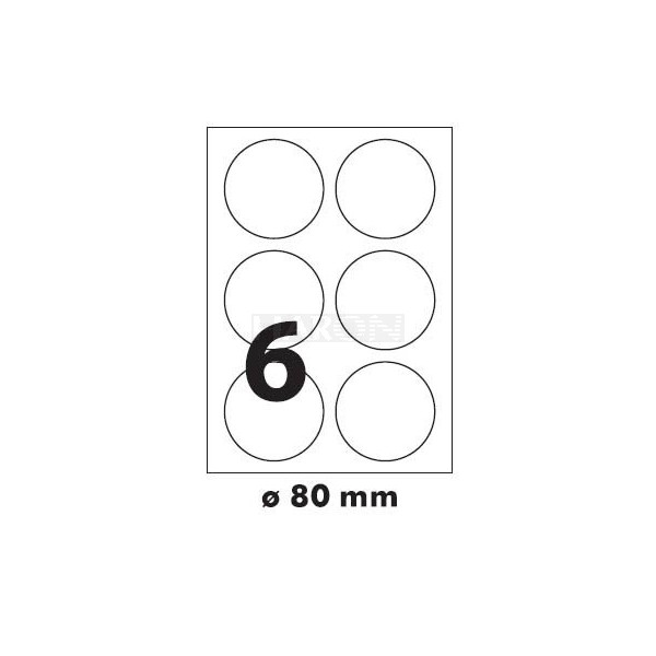 Tisk samolepících etiket 80 mm kruhové